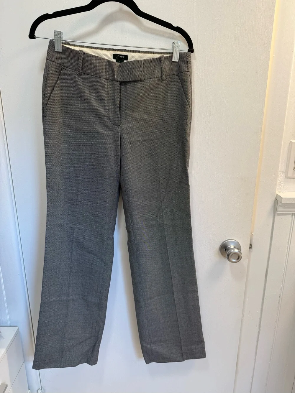 J. Crew Black and Cream (Grey) 100% Wool Textured Pants